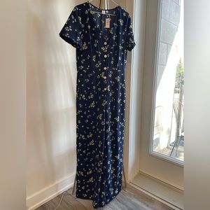 GAP - Jumpsuit - Blue & Yellow Floral Pattern - Size 8 Long